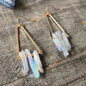 NEW FP x Luna Norte Gold & Raw Crystal Drop Earrings